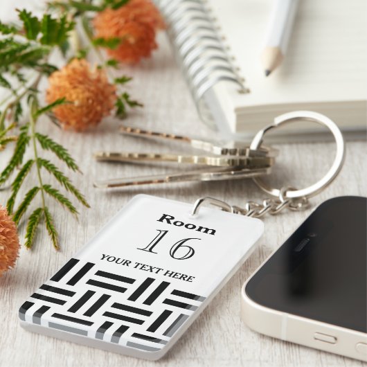 Aangepaste room hotel/lodge sleutelhanger (Voorkant Rechts)
