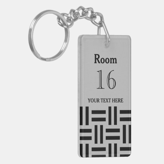 Aangepaste room hotel/lodge sleutelhanger (Voorkant Links)