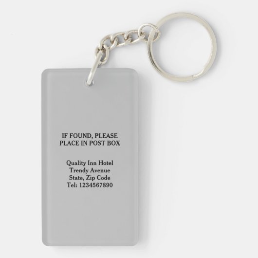 Aangepaste room hotel/lodge sleutelhanger (achterkant)