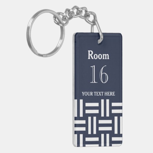 Aangepaste room hotel/lodge sleutelhanger (Voorkant Links)