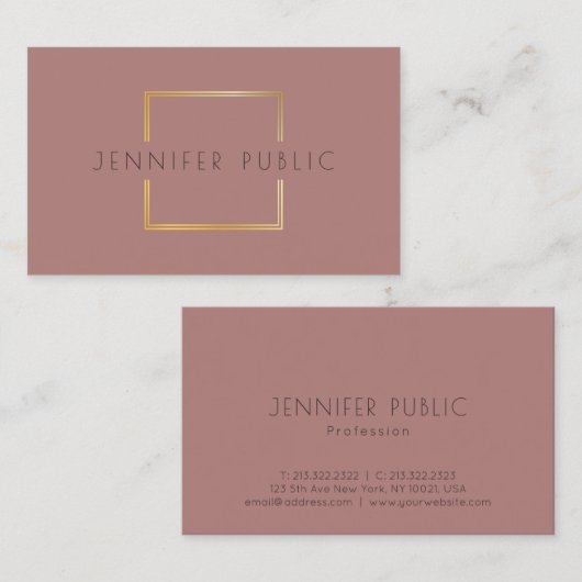 Aangepaste Roos Gold Elegant Professional Sjabloon Visitekaartje (Voorkant / Achterkant)