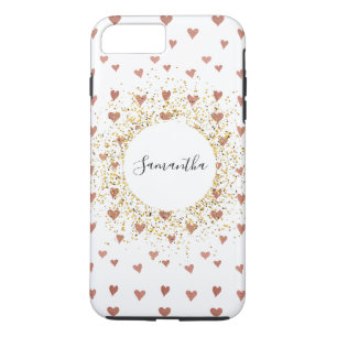 Aangepaste Roos Gold Glitter Heart iPhone Case