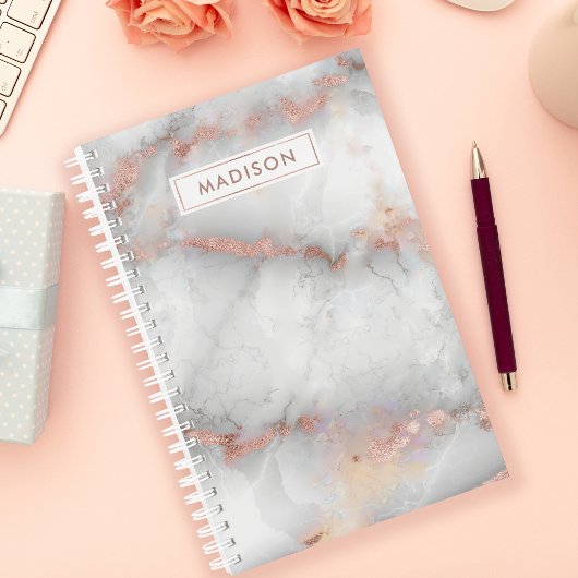 Aangepaste roos Gold Grey Marble Planner