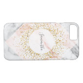 Aangepaste Roos Gold Marble Glitter iPhone Case (Achterkant (Horizontaal))