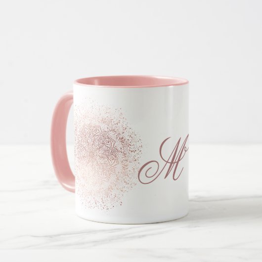 Aangepaste Roos Gold Snowflake-kerstkoffie Mok (Voorkant links)