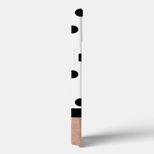 Aangepaste Roos Gold White en Black Polka Dot Case-Mate iPhone Case (Achterkant / Rechts)