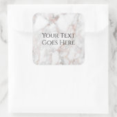 Aangepaste Roos Gold White Marble Trendy Sjabloon Vierkante Sticker (Tas)