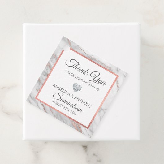 Aangepaste Roos Gouden Folie Marmeren BRUILOFT Dan Bedankjes Labels (In situ)