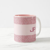 Aangepaste Roos Gouden Glitter Monogrammed Sjabloo Tweekleurige Koffiemok (Voorkant rechts)