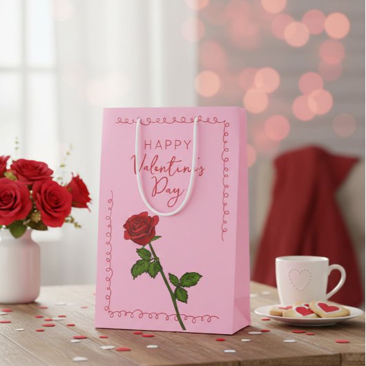 Aangepaste Roos Happy Valentijnsdag Medium Cadeauzakje