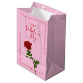Aangepaste Roos Happy Valentijnsdag Medium Cadeauzakje (Voorkant Gekanteld)