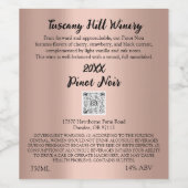 Aangepaste Roos naam Moderne QR-code LOGO Beschrij Wijn Etiket (Enkel label)