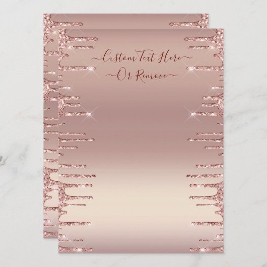 Aangepaste Roos voor uw menu Gold Blush Glitter (Voorkant / Achterkant)