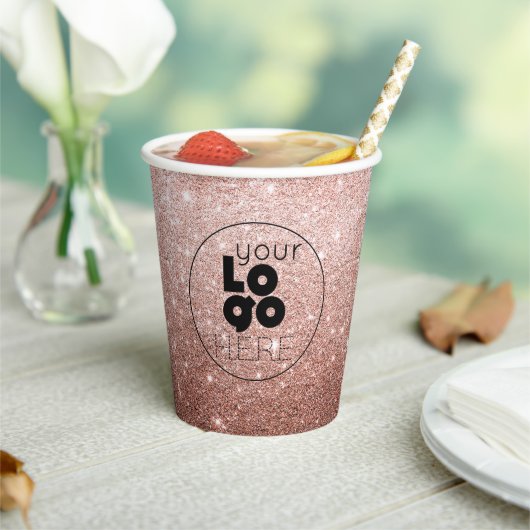 Aangepaste Roos voor zakelijk Logo Gold Glitter Pa Papieren Bekers (Insitu)