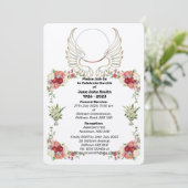 Aangepaste Roos Wings Foto Uitvaart Kaart (Staand voorkant)