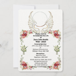 Aangepaste Roos Wings Foto Uitvaart Kaart