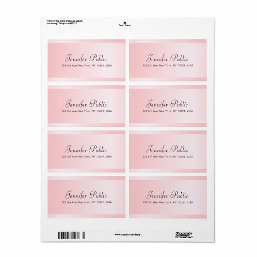 Aangepaste Rose Goud Template Typografie Verzendin Etiket (Full Sheet)