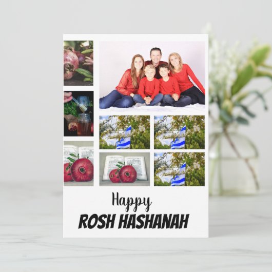 Aangepaste Rosh Hashanah 8 Foto Collage Kaart (Staand voorkant)