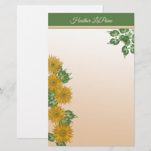 Aangepaste, rotsachtige gouden bloemen laten kunst briefpapier (Voorkant / Achterkant)