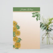 Aangepaste, rotsachtige gouden bloemen laten kunst briefpapier (Staand voorkant)