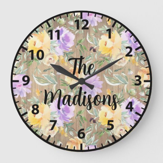 Aangepaste rotsbloemen Gele Paarse Rozen Grote Klok (Voorkant)