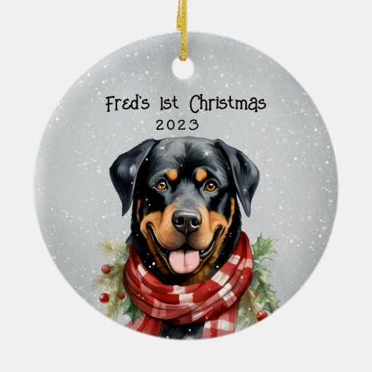 Aangepaste rottweiler keramisch ornament (Achterkant)