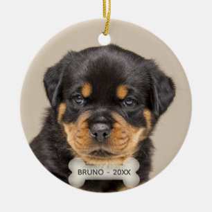 Aangepaste Rottweiler Puppie Hond Foto Keramisch Ornament