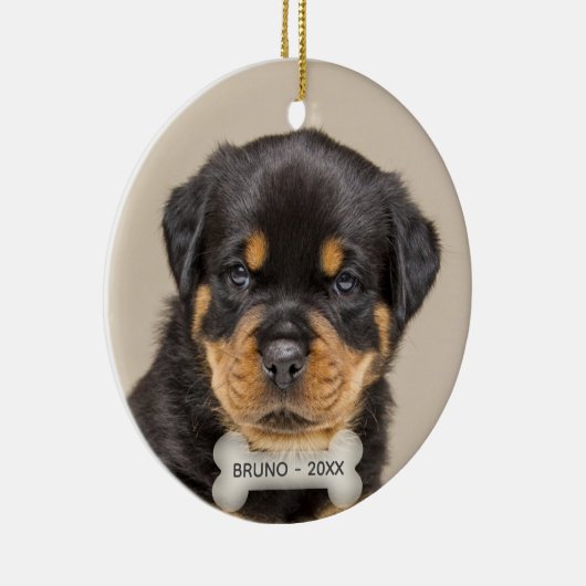 Aangepaste Rottweiler Puppy Dog Foto Keramisch Ornament (Rechts)