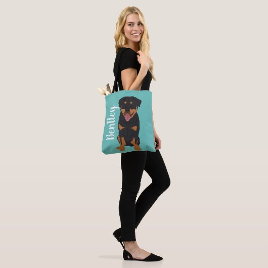 Aangepaste rottweiler tote bag (Op model)