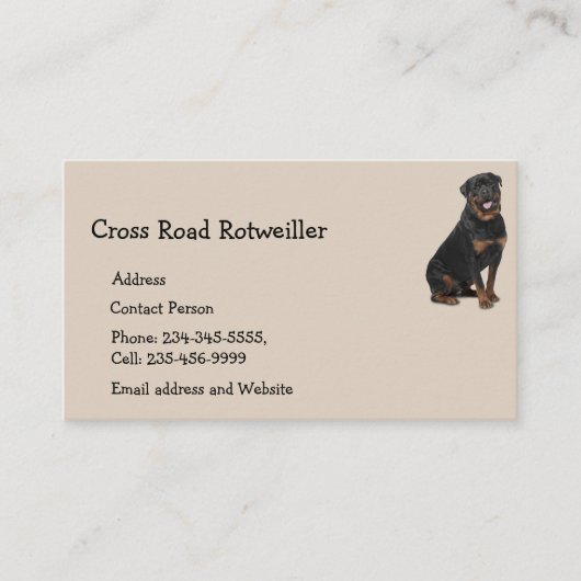 Aangepaste Rotweiller Dog Pet Animal Logo Business Visitekaartje (Voorkant)