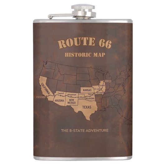 Aangepaste Route 66 Eeuwfeest Kaart Reizen Heupfles (Voorkant)