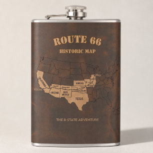 Aangepaste Route 66 Eeuwfeest Kaart Reizen Heupfles