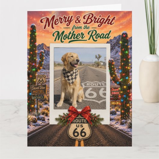 Aangepaste Route 66 Kerst Foto Groeten Kaart (Voorkant)