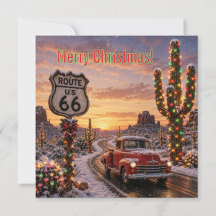 Aangepaste Route 66 Kerst Rode Pickup Cactus Licht