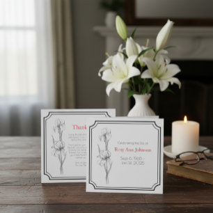 Aangepaste rouwkaart met Iris bloemen Bedankkaart