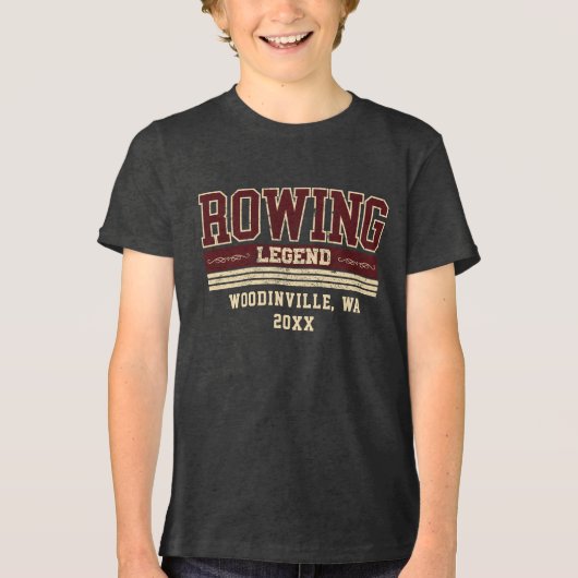 Aangepaste Rowing Lover Rower Crew Locatie Datum N Tri-Blend Shirt (Voorkant)
