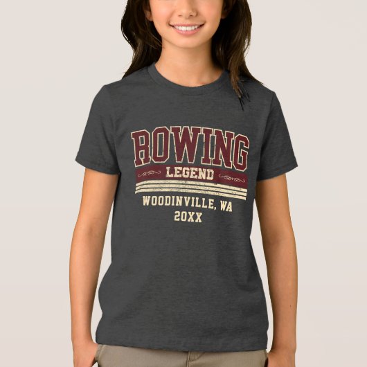 Aangepaste Rowing Lover Rower Crew Locatie Datum N Tri-Blend Shirt (Voorkant)