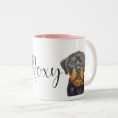 Aangepaste Roxy Rottweiler hond Tweekleurige Koffiemok (Voorkant rechts)