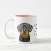 Aangepaste Roxy Rottweiler hond Tweekleurige Koffiemok (Links)
