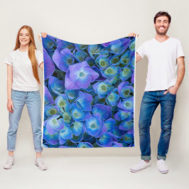 Aangepaste Royal Blue Bloem Afbeelding diepte van  Fleece Deken