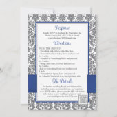Aangepaste Royal Blue en Grey bruiloft uitnodiging (Achterkant)
