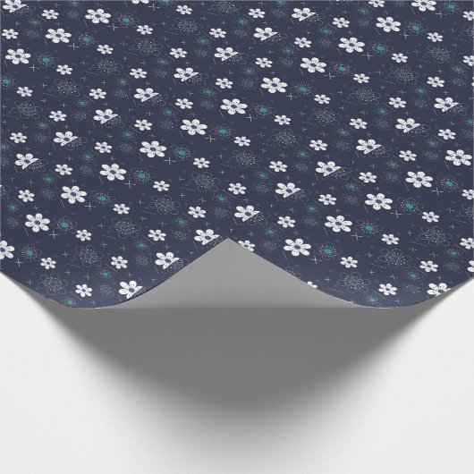 Aangepaste Royal Blue Floral Cadeaupapier (Hoek)