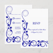 Aangepaste Royal Blue Swirl RSVP / Antwoordkaarten Kaart (Voorkant / Achterkant)