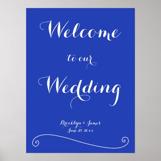Aangepaste Royal Blue Wedding Reception 18x24 Poster (Voorkant)