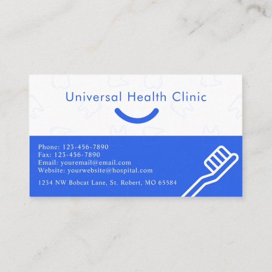 Aangepaste Royal Blue White Tandarts Fancy Visitekaartje (Achterkant)