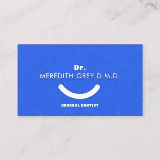 Aangepaste Royal Blue White Tandarts Fancy Visitekaartje (Voorkant)