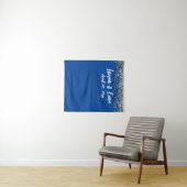 Aangepaste Royal Blue Zilveren Bruiloftsfotohokje Wandkleed (In Situ (horizontaal))