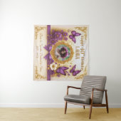 Aangepaste Royal Gold Paarse Vlinder Verjaardagsfe Wandkleed (In Situ (horizontaal))