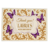 Aangepaste Royal Gold Paarse Vlinderverjaardag Groot Cadeauzakje (Achterkant)