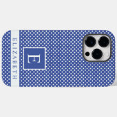 Aangepaste Royal Navy Blauw Wit Polka Dot Design Case-Mate iPhone Case (Achterkant (horizontaal))